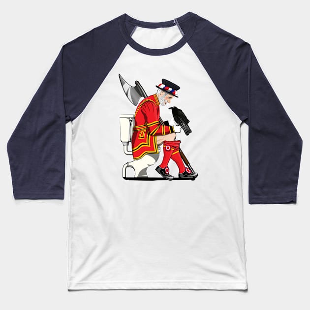 British Beefeater on the Toilet Baseball T-Shirt by InTheWashroom